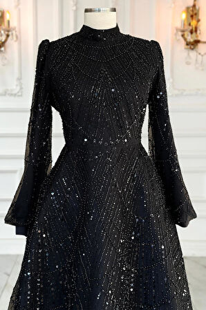 Amine Hüma Karina Abiye Elbise Siyah