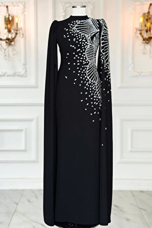 Amine Hüma Hüsna Abiye Elbise Siyah