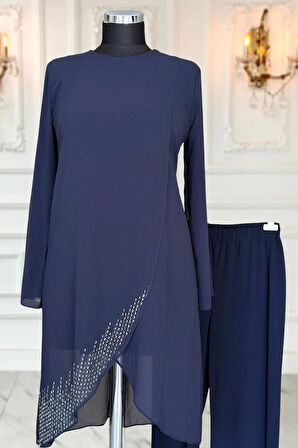 Amine Hüma Esin Abiye Takım Lacivert