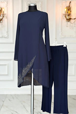 Amine Hüma Esin Abiye Takım Lacivert