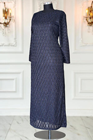 Amine Hüma Mahi Dantel Abiye Elbise Lacivert