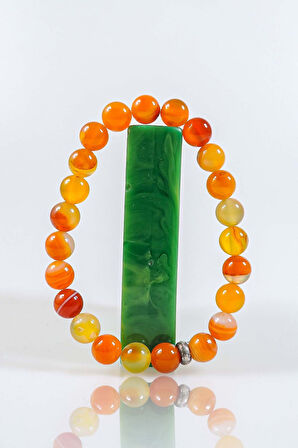 Portakal Renk Akik Taşı Bileklik