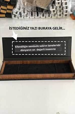 Erkek İçin Ahşap Kutuda Kişiye Özel Kedi Gözü Tesbih