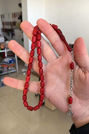 Kapsül Tane Bordo Renk Erkek İçin Tesbih