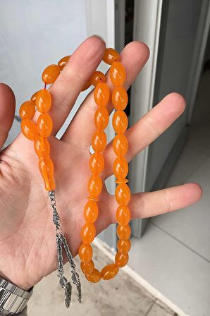 İri Boy Güzel Çekimli Portakal Renk Erkek İçin Tesbih