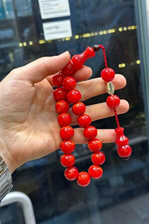 Kırmızı Tonlarda 17'Lik Sıkma Kehribar Tesbih