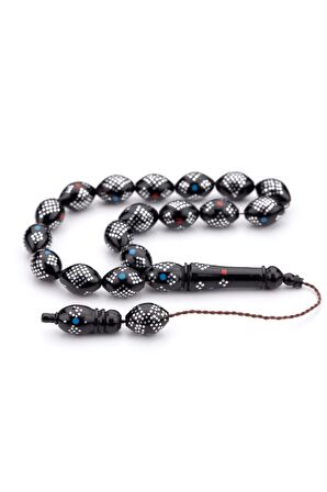 Geometrik Zanaat Dörtgen Motif İşlemeli 17'lik Kuka Tesbih