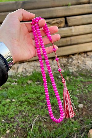 Pembe Tonda Özel Tasarım 99'luk Sıkma Kehribar Tesbihimiz