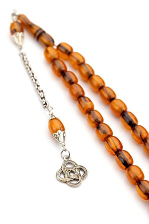 Eskitme Tasarım Tek Dal Püsküllü Toz Kehribar Tesbih