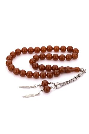 Orta Boy Küre Kahverengi Toz Kehibar Tesbih