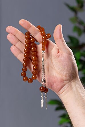 Orta Boy Küre Kahverengi Toz Kehibar Tesbih