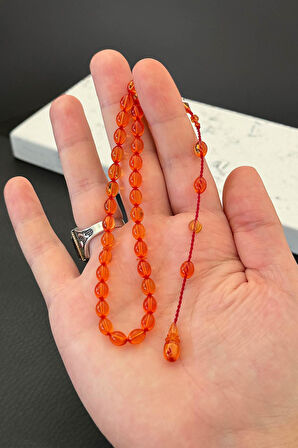 Usta İşçilik Bilek Boy Turuncu Ateş Kehribar Tesbih