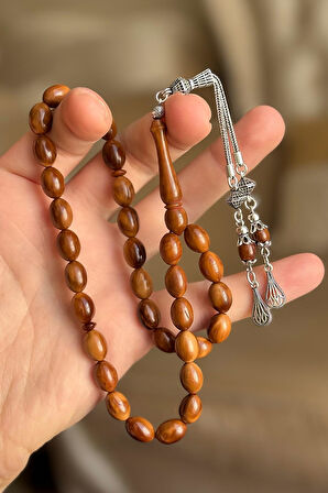 925 Ayar Gümüş Çift Kozalı Kızarmış Kuka Tesbih