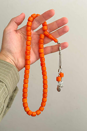 45'li Arap Model Kesme Turuncu Epoksi Reçine Tesbih