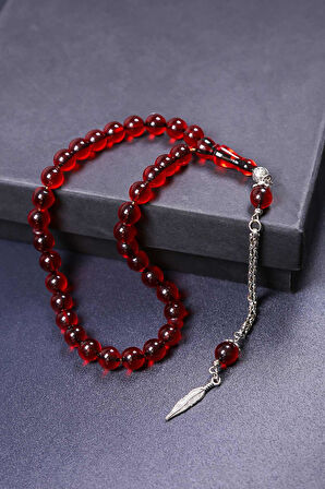 8 MM Küre Kırmızı Ateş Kehribar Tesbih