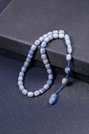 Bilek Boy Mavi Güzel Çekimli Sıkma Kehribar Tesbih