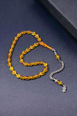 Kapsül Küçük Boy Sarı Renk Ateş Kehribar Tesbih