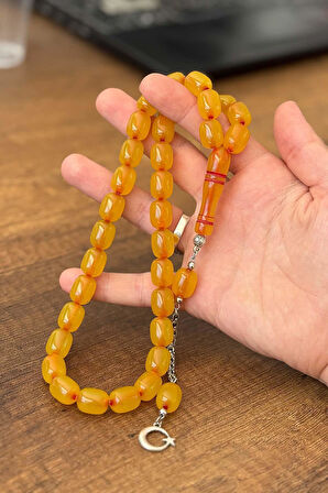 İri Boy Buğulu Hardal Sarısı Uçak Camı Tesbih