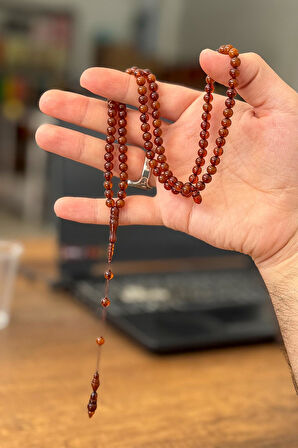 Güzel Çekimli Cep Boy Kahverengi 99'luk Namaz Tesbihi