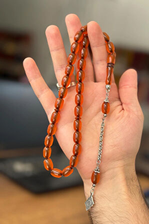 Badem Kesim Bal Rengi Epoksi Toz Kehribar Tesbih