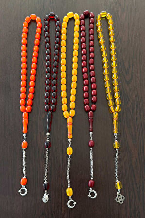 5'li Büyük Boy Epoksi Toz Kehribar Tesbih