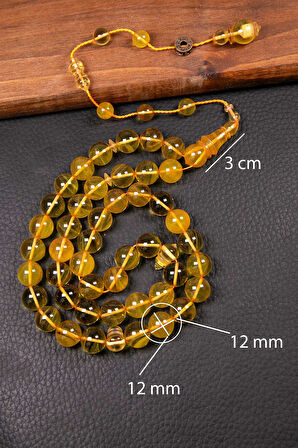 Sarı Hareli 45 Taneli Özel Seri Bakalit Sıkma Tesbih