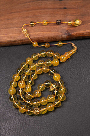 Sarı Hareli 45 Taneli Özel Seri Bakalit Sıkma Tesbih