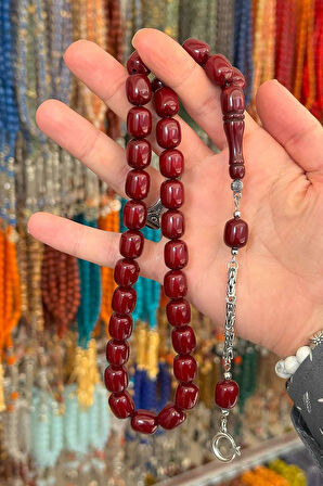 Büyük Boy Koyu Bordo Renk Uçak Camı Tesbih