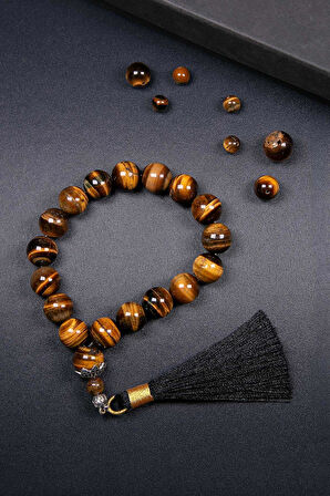 Klasik Model Püsküllü İri Taneli Kaplan Gözü Tesbih