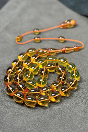 İri Boy Üst Düzey Malzeme ve İşçilik Ateş Kehribar Tesbih