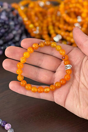 8 mm Turuncu Akik Taşı Bileklik