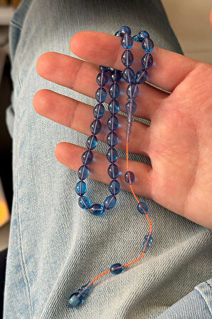 Açık Mavi Mahmut Başkale Seri Ateş Kehribar Tesbih