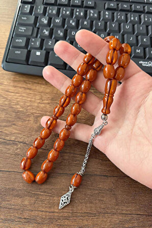 Özel Eskitme Model Fıçı Sıkma Kehribar Tesbih