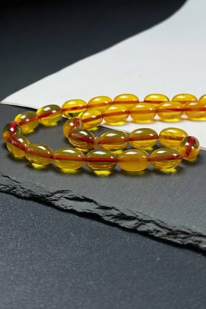 925 Ayar Full Gümüş Püsküllü Sıkma Kehribar Tesbih