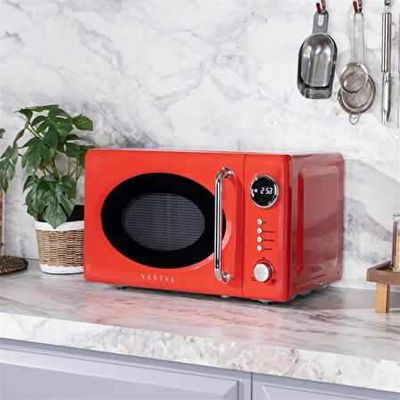 Vestel MD 20 YD Retro Kırmızı Mikrodalga Firin