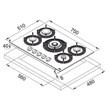 Franke 106.0541.752 Marıs Free Fhmf 755 4G Dc C Black Glass Ankastre Ocak