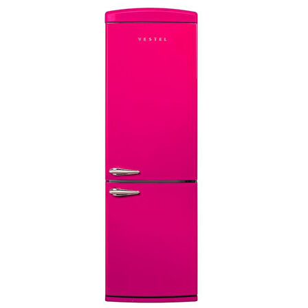 Vestel NFK37011 Pembe Retro Kombi Buzdolabı