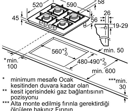 Bosch PNN6B2P40O Gazlı Cam Ankastre Ocak