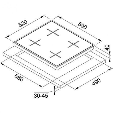 Franke 1060489940 Ocak Glass Lınear Square Fhns 604 4G Bk C Siyah Cam Ocak