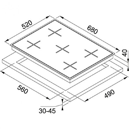 Franke 1060490103 Ocak Glass Lınear Square Fhns 705 4G Tc Wh C Beyaz Cam Ocak