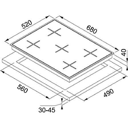 Franke 1060490102 Ocak Glass Lınear Square Fhns 705 4G Tc Bk C Siyah Cam Ocak