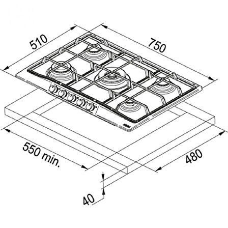 Franke 1060490104 Ocak Glass Lınear Square Fhns 905 4G Tc Bk C Siyah Cam Ocak