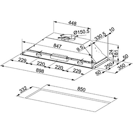Franke 3050545462 Aspiratör Inca Box Fbı 931H X Led Ankastre Aspiratör