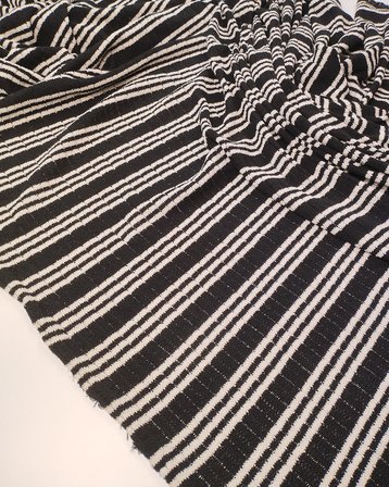 Siyah Beyaz Çizgili Triko Örme Kumaş Yumuşak Esnek Kazaklık & Hırkalık 140x275cm