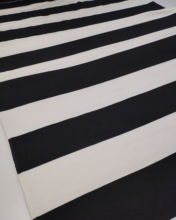 Siyah Beyaz Çizgili 3 İplik Kumaş Şardonlu Kalın Yumuşak Sweatlik & Eşofmanlık 180x200cm
