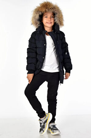 Erkek Çocuk Natürel Kürklü Mont 51254