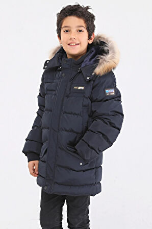 Natürel Kürklü Erkek Çocuk Şişme Mont 51246