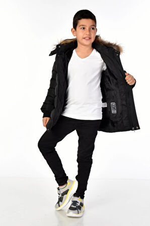 Natürel Kürklü Erkek Çocuk Şişme Mont 51246