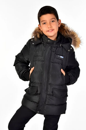 Natürel Kürklü Erkek Çocuk Şişme Mont 51246