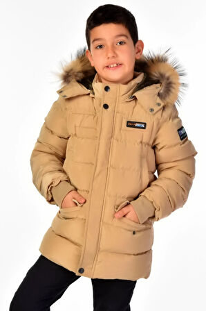 Natürel Kürklü Erkek Çocuk Şişme Mont 51246